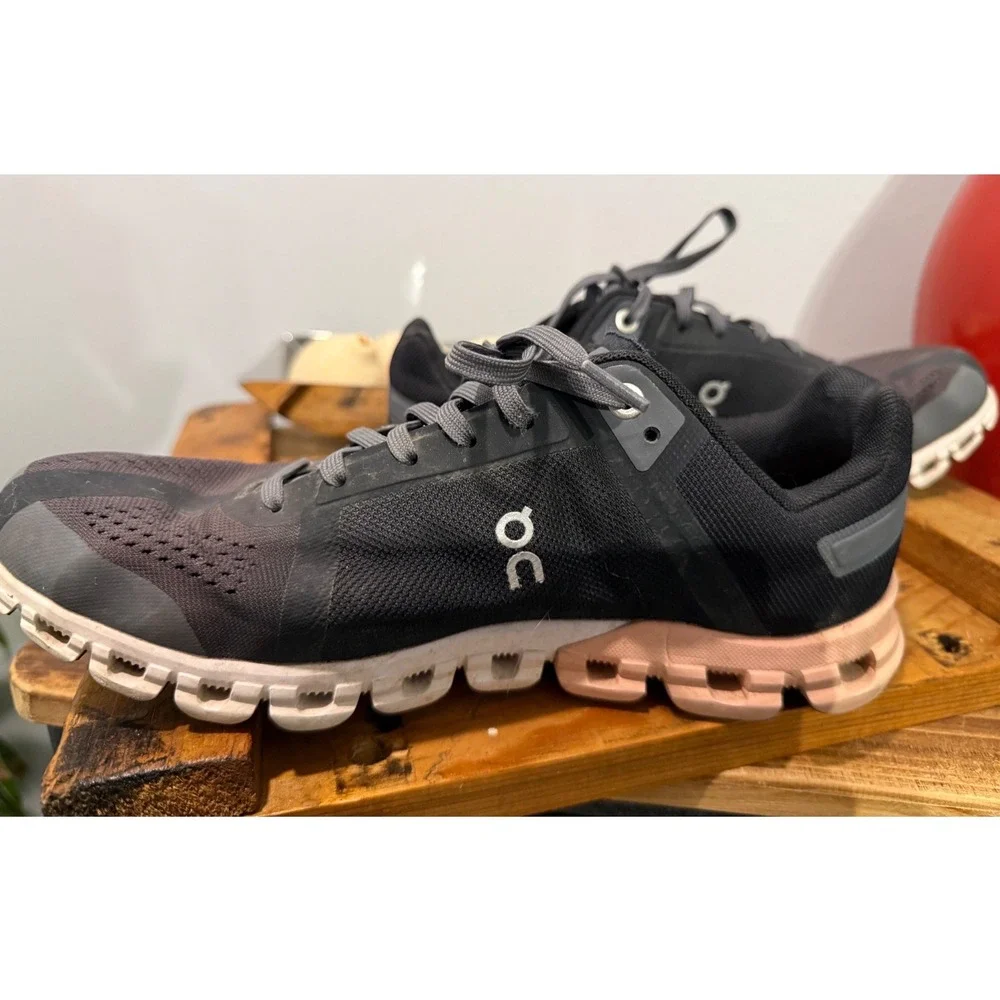 On Running Cloud X Womens Training Shoes Black Asphalt Coral Pink Size 8 US W8